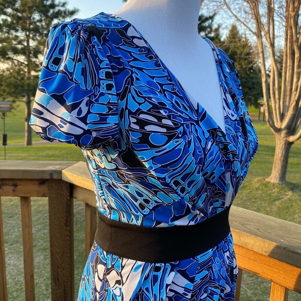 LAUNDRY By Design Abyss Dress Size 2 Faux Wrap Puff Sleeve Multicolor NWT - Picture 15 of 16